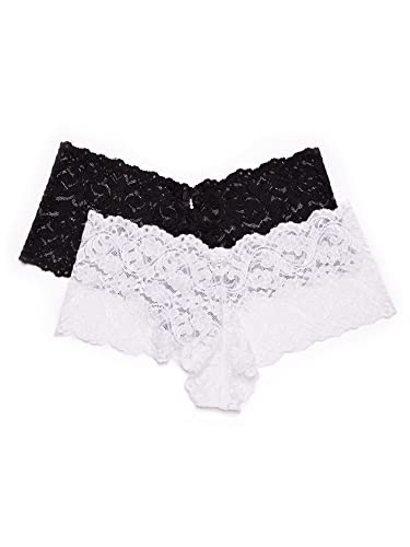 Signature Lace Cheeky Panty 2 Pack, Black/White, Size 7