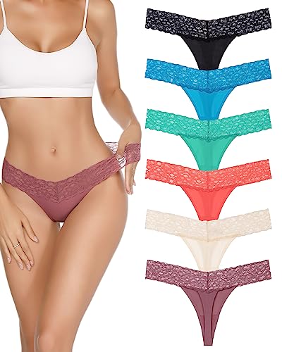 UGDUCK Seamless Lace Thongs 6 Pack Multicolor