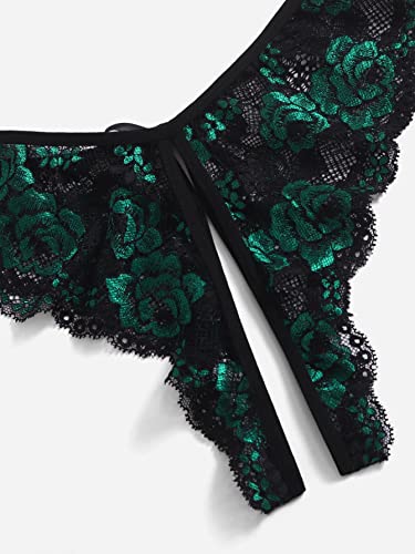 Floerns Plus Size 2 Pack Lace V-Strings Thong