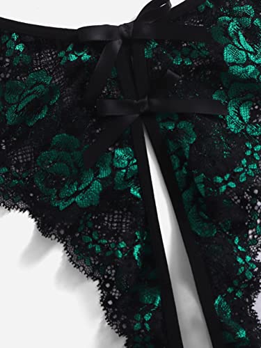 Floerns Plus Size 2 Pack Lace V-Strings Thong