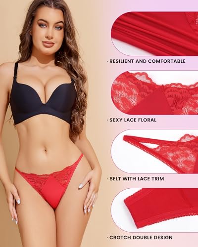 PEASLIM Lace Thongs Pack - Sexy G-Strings Set