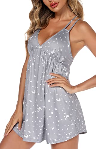 Star Moon Lace V-Neck Sleepwear Lingerie Babydoll