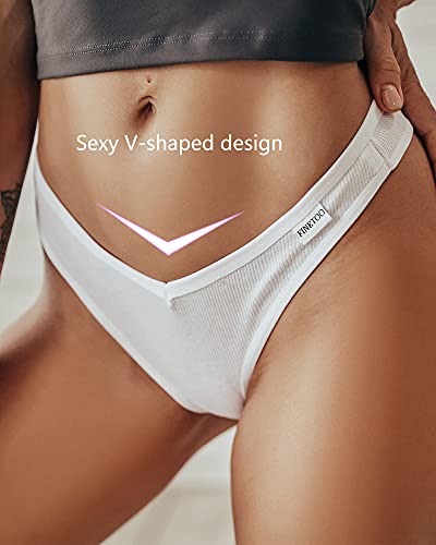 FINETOO 7 Pack Cotton Thongs for Women, Sexy Hipster