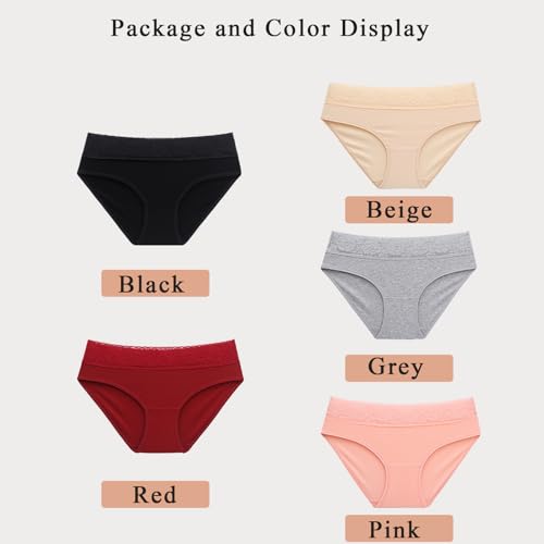 Cameway 5 Pack Womens Underwear Cotton Bikini Panties Lace Soft Hipster Panty Ladies Stretch Full Briefs (XX-Large, Multi A)