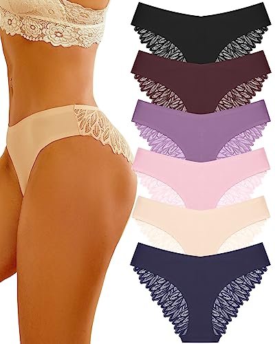 6 Pack Women's Lace Cheeky Hipster Panties