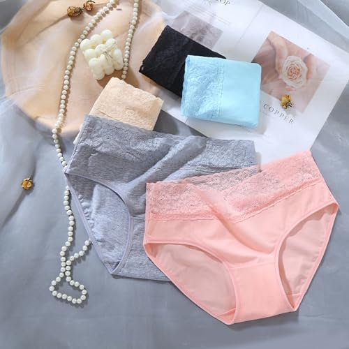 Cameway 5 Pack Womens Underwear Cotton Bikini Panties Lace Soft Hipster Panty Ladies Stretch Full Briefs (XX-Large, Multi A)
