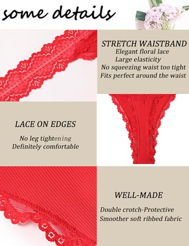 Avidlove Lace Low Rise Thong Cheeky Panties Red