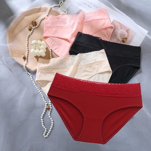 Cameway 5 Pack Womens Underwear Cotton Bikini Panties Lace Soft Hipster Panty Ladies Stretch Full Briefs (XX-Large, Multi A)