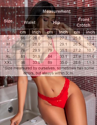 Avidlove Lace Low Rise Thong Cheeky Panties Red