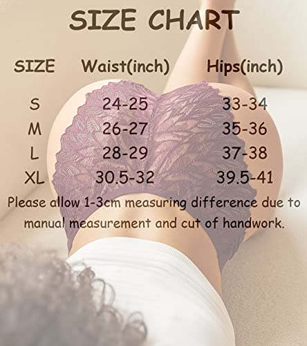 6 Pack Women's Lace Cheeky Hipster Panties