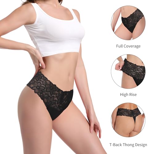GAREDOB Lace High Waisted Thong Panties Set 2XL