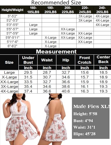 White Floral Lace Plus Size Sexy Babydoll