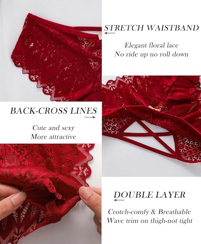 Lace Criss Cross Bikini Panties (4Pack L)