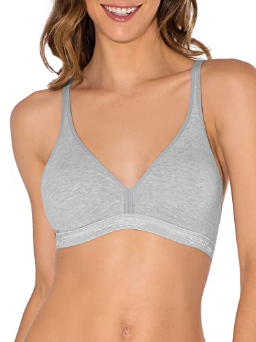 Fruit of the Loom Women's Cotton Bralette, Heather Grey/White