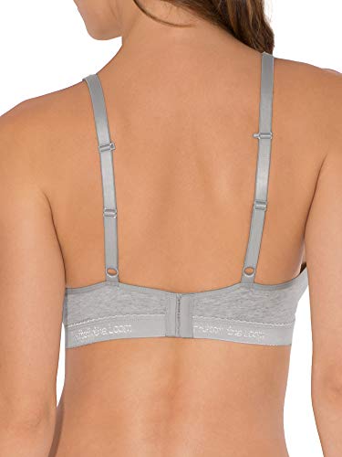 Fruit of the Loom Women's Cotton Bralette, Heather Grey/White