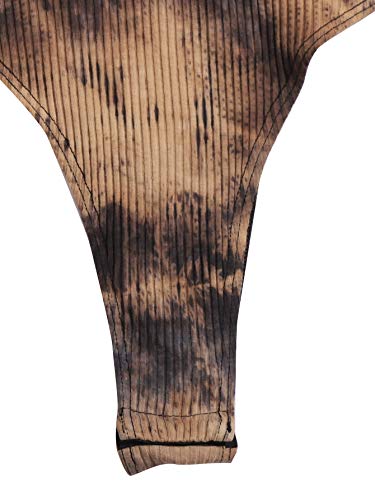 Verdusa Women's Tie Dye Notched Neck Ribbed Skinny Thong Tank Bodysuit Top Multicolored L