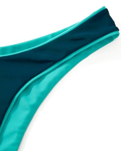 Green Blue High Waisted Thong Bikini Set Feminine