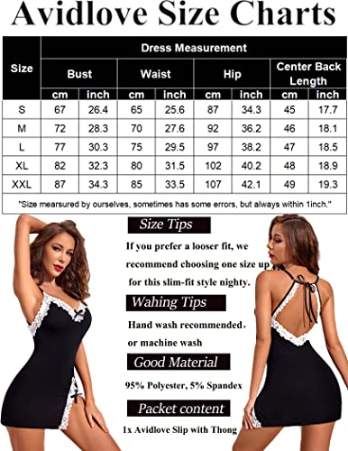 Avidlove Womens Sexy Black Lingerie Dress Negligee XL