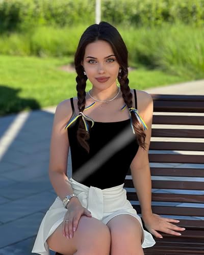 OQQ Women's 3 Piece Bodysuits Sexy Ribbed Sleeveless Adjustable Spaghetti Strip Tops Shapewear Bodysuits Black Rose White