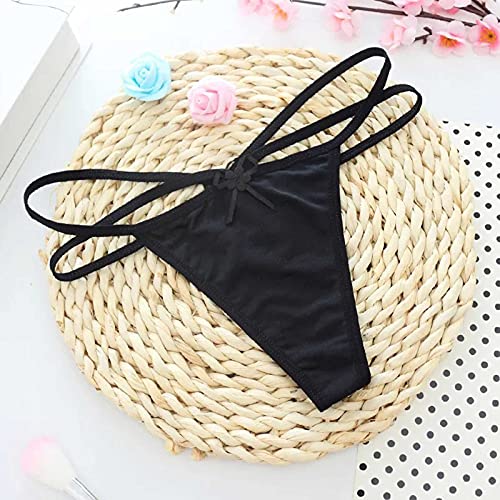 Strappy Thong High-Stretch Sexy Low Rise Panties Black