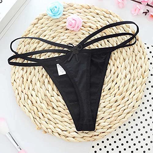 Strappy Thong High-Stretch Sexy Low Rise Panties Black