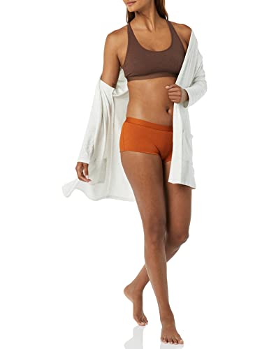 Amazon Essentials Pack of 4 Ribbed Boyshorts, Navy/Red/Brown