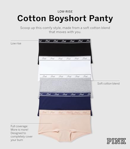 PINK Cotton Logo Boyshort Panty Pack for Women