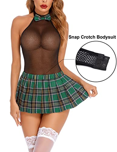 Sexy Schoolgirl Roleplay Lingerie Set with Snap Crotch