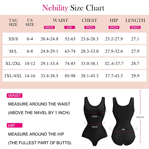Nebility Women Waist Trainer Bodysuit Slim Full Body Shapewear Seamless Round Neck Jumpsuits Tummy Control Tops (3XL/4XL, Black)