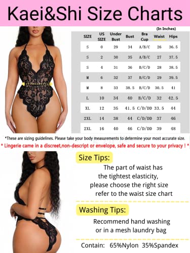 Sexy Deep V Neck Floral Lace Teddy - Black