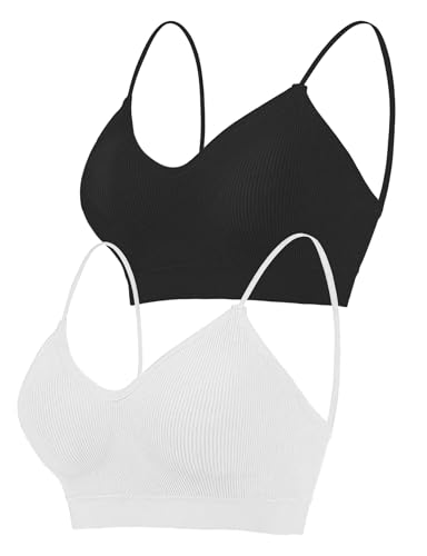 ZENUTA V-Neck Padded Seamless Bralette Set, Black/White
