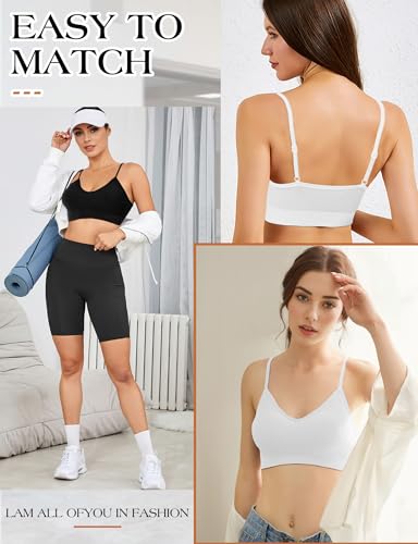 ZENUTA V-Neck Padded Seamless Bralette Set, Black/White