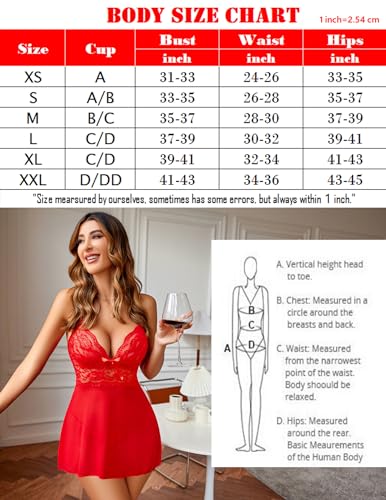 Red Lace Babydoll Strap Chemise Halter