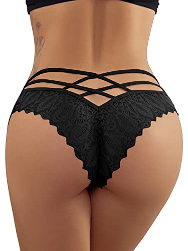 Milumia Sexy Floral Lace Criss Cross Bikini Panty