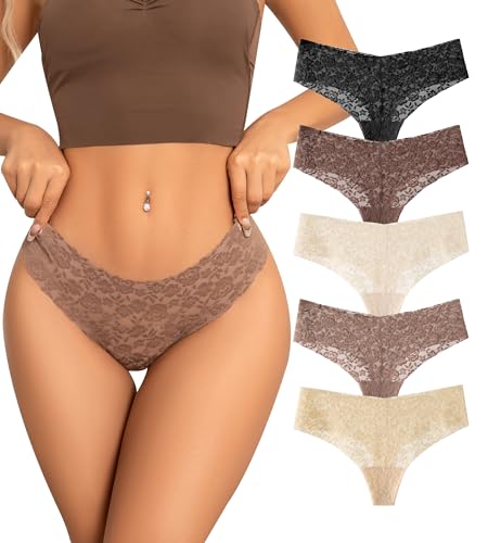 SHARICCA Lace Thong Women Sexy Underwear Panties Pack