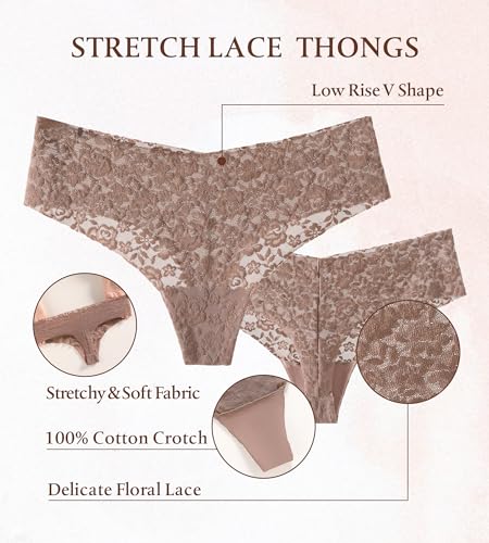SHARICCA Lace Thong Women Sexy Underwear Panties Pack