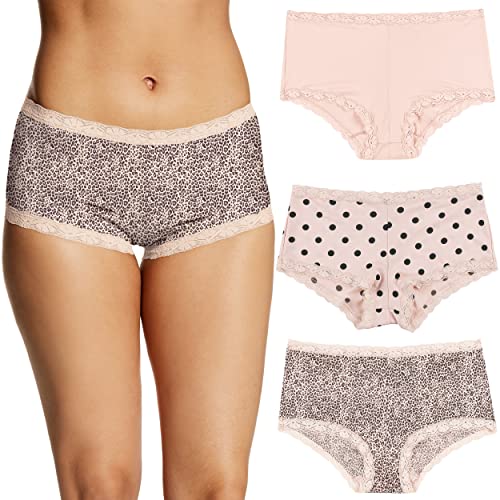 Maidenform Lace Boyshort Panties 3-Pack (Sandshell/Modern Dot/Leopard Print)