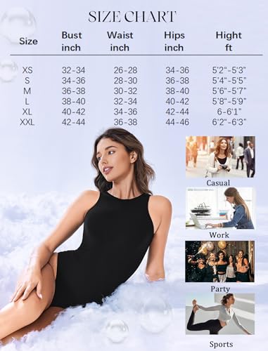 Avidlove Bodysuits for Women Crew Neck Sleeveless Body Suits Snap Closure Double Lined Tank Tops Bodysuit(Black,L)