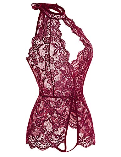 Ababoon Lace One Piece Baby Dolls Lingerie Red