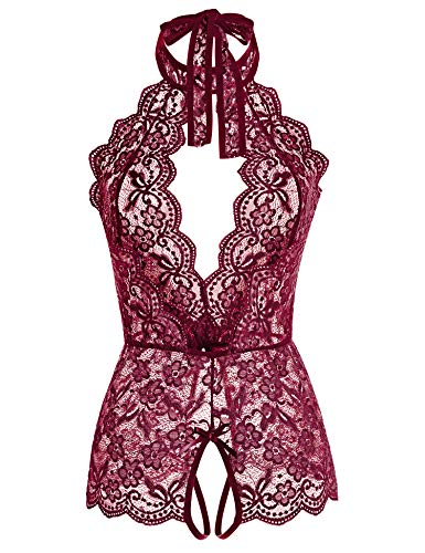 Ababoon Lace One Piece Baby Dolls Lingerie Red