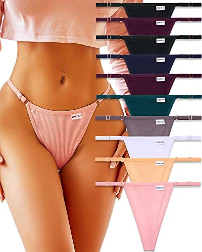 FINETOO 10 Pack Adjustable G String Thongs Sexy Women's Underwear