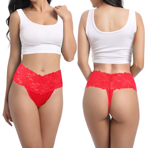 6 Pack Lace Thongs for Women XL Size