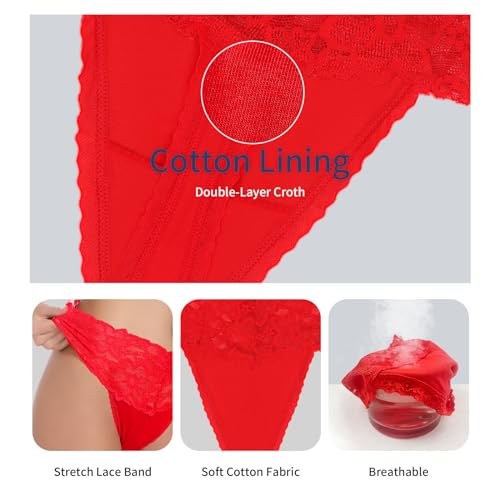 6 Pack Lace Thongs for Women XL Size