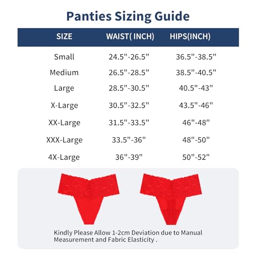 6 Pack Lace Thongs for Women XL Size