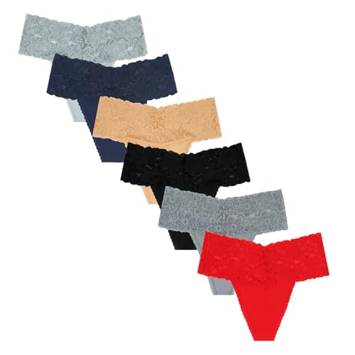 6 Pack Lace Thongs for Women XL Size