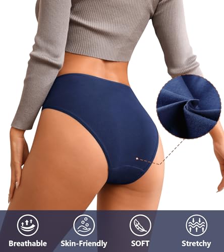 OLIKEME Underwear for Women Bikini Cotton Hipster Panties Breathable Stretch High Cut Briefs 10 Pack Multicolor