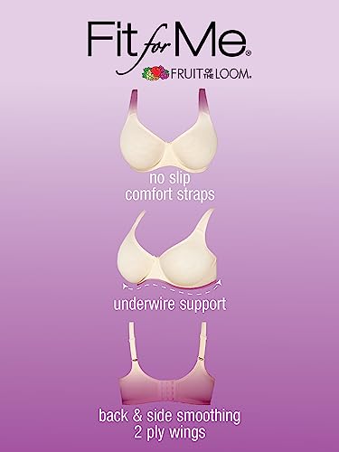 Fruit of the Loom Women's Plus-Size Cotton Unlined Underwire Bra, Black Hue, 46D