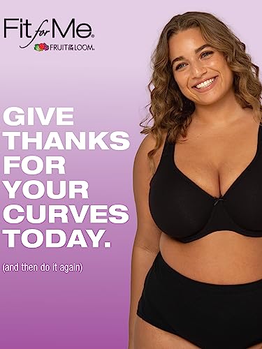 Fruit of the Loom Women's Plus-Size Cotton Unlined Underwire Bra, Black Hue, 46D