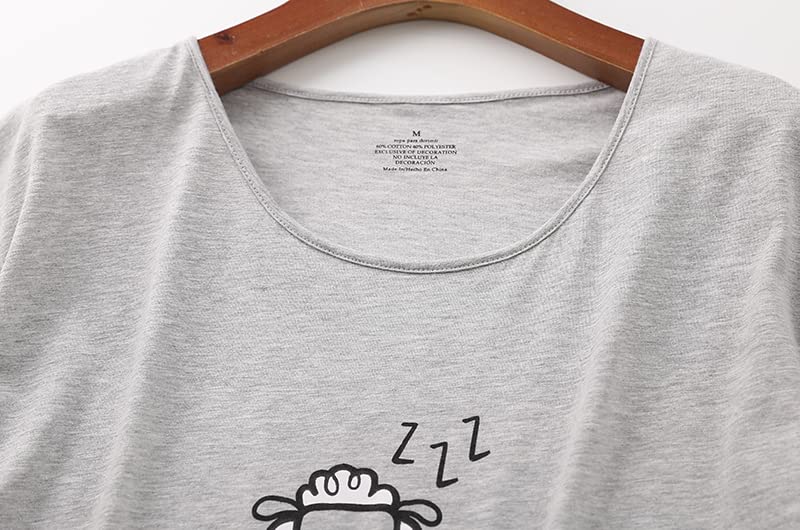 PNAEONG Women Pajama Set Sleepwear Tops with Capri Pants Casual and Fun Prints Pajama Sets Lazy Sheep 2XL