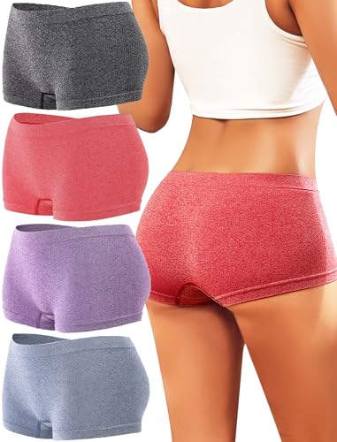 Seamless Boyshorts Boxer Briefs for Women 4 Pack